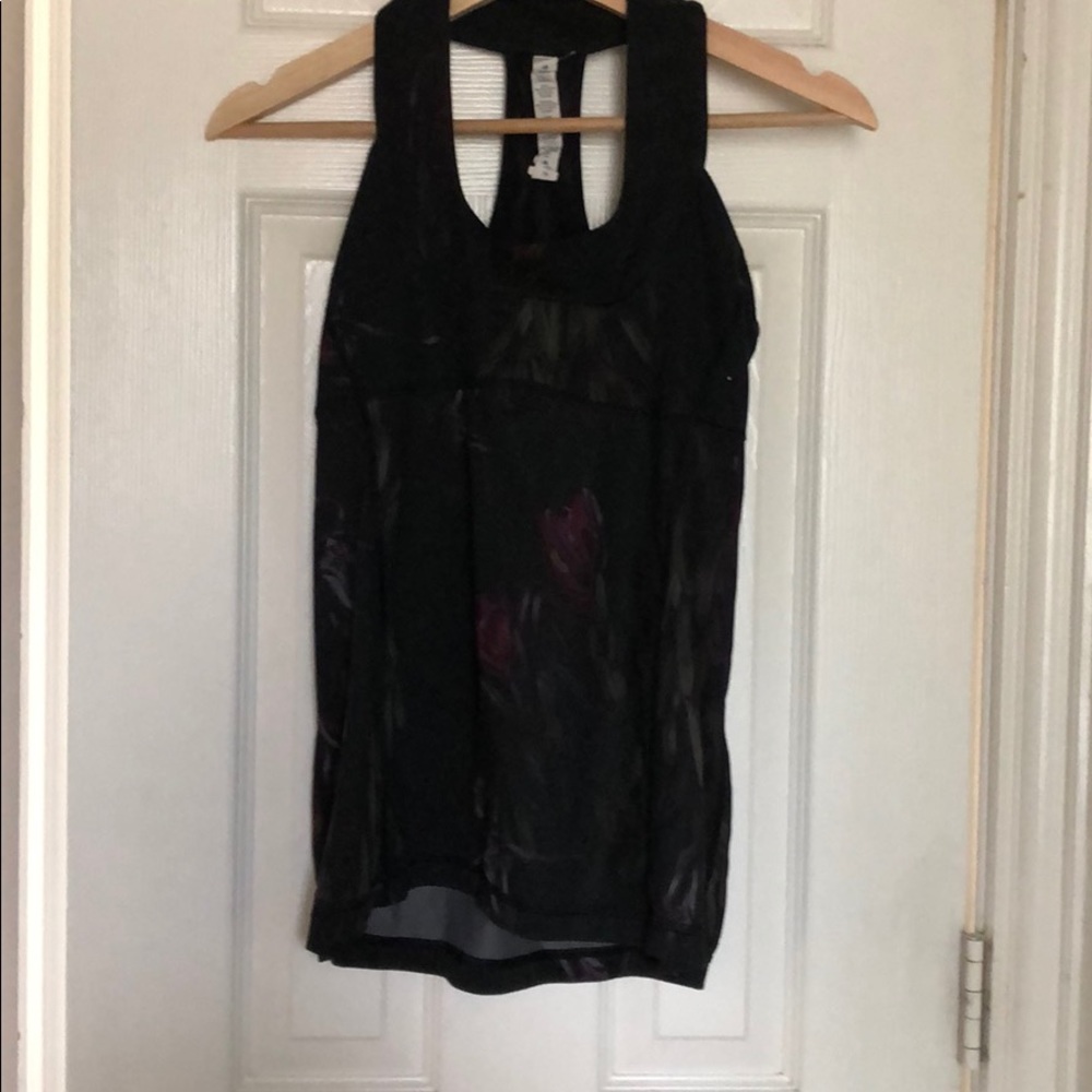 Lululemon black floral tank